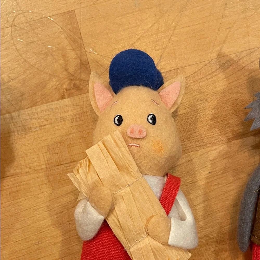 Set of Three Little Pigs 6” Target Ornaments -Soft Felt